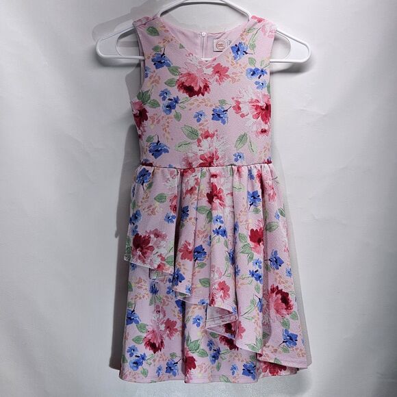 Girls Wonder Nation Pink Floral Dress Size 7 Sleeveless Belted Spring Style - Picture 1 of 12